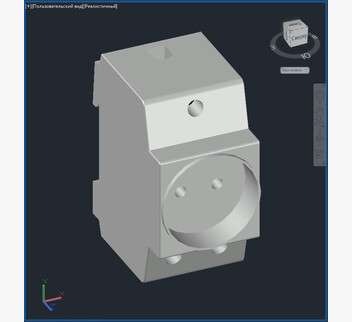 3D модель розетки на DIN рейку